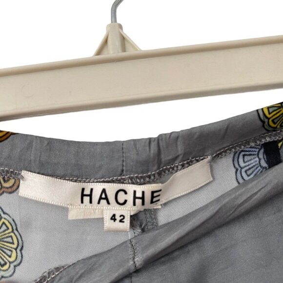 Hache Gray Wide Leg Pants Multicolor Floral Geometric Print Size 42 - Picture 3 of 8